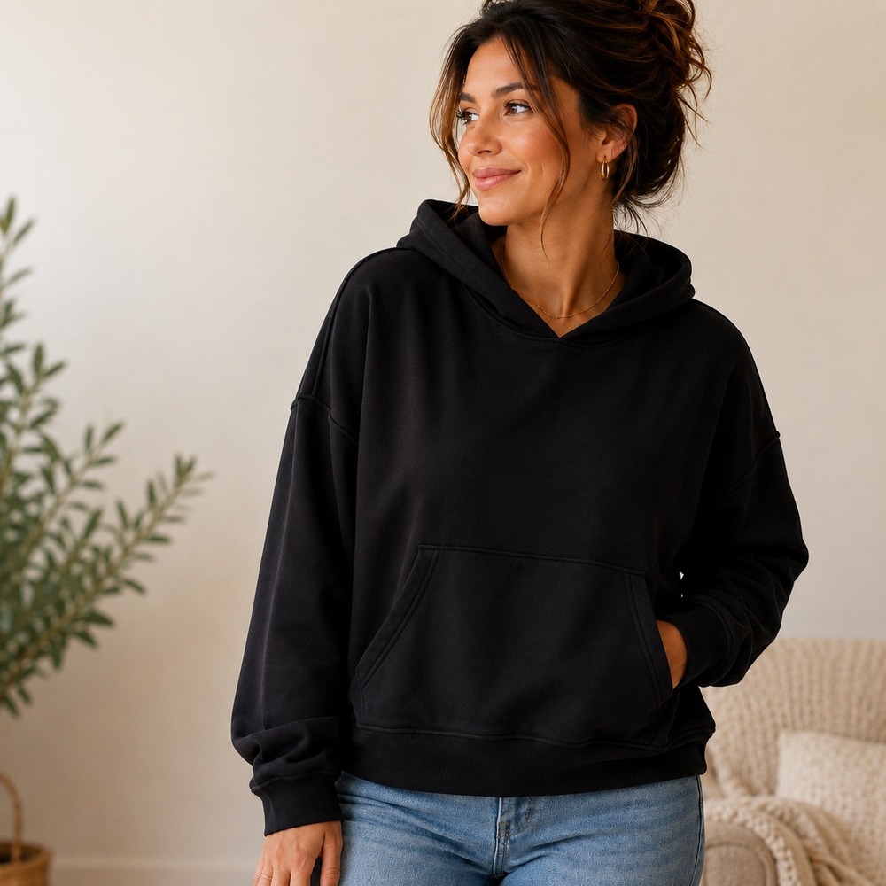 Old Navy SoComfy Classic Length Hoodie Black Pullover Sweatshirt Women Small